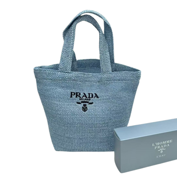 Prada Raffia Handbag Blue